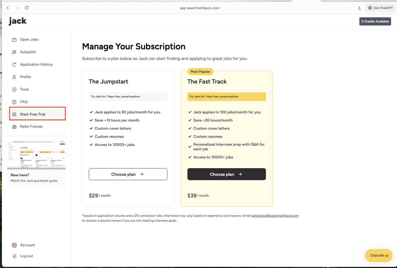 How do I set up a free trial?