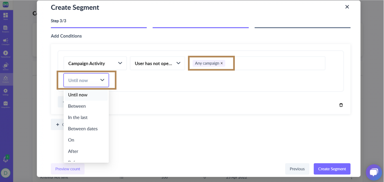 How to segment contacts based on 'Campaign Activity'
